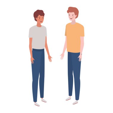 beyaz arka planda duran genç erkekler