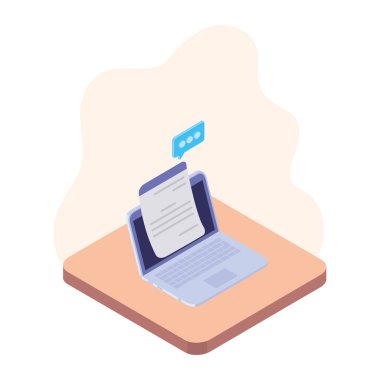 beyaz arka planda e-posta bildirimleri ile dizüstü bilgisayar