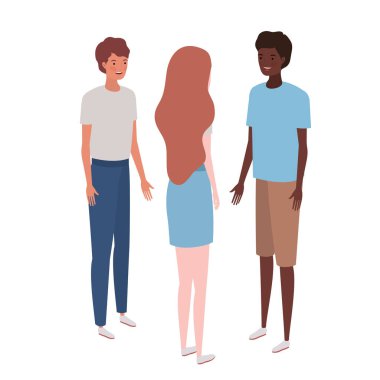 Bir grup insan üzerinde beyaz arka plan ayakta