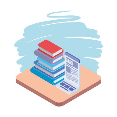 Beyaz arkaplan üzerine kitap yığını