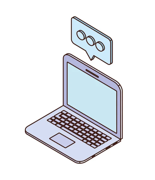 Laptop med e-postaviseringar på vit bakgrund — Stock vektor