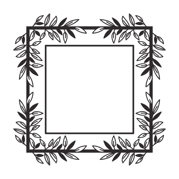Cadre avec branches et feuilles — Image vectorielle