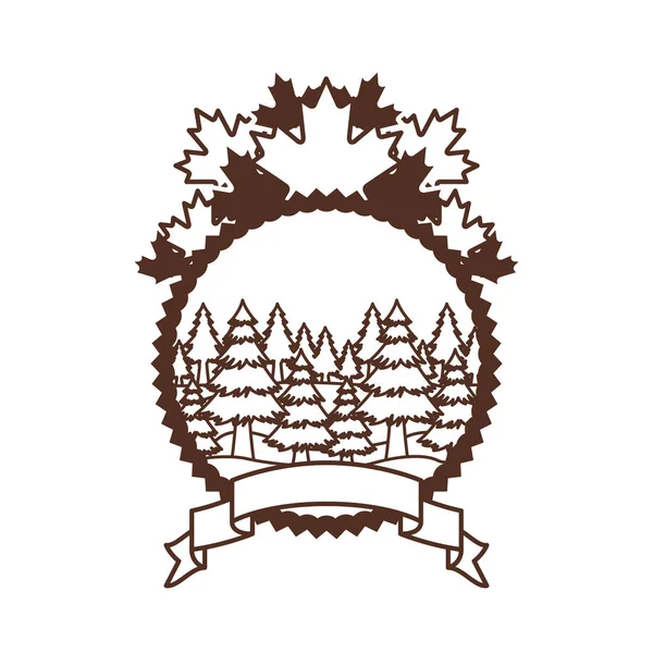 Сосни всередині етикетки дизайну канади Векторні ілюстрації — стоковий вектор