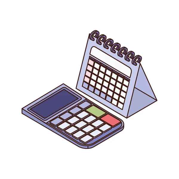 Calculadora e calendário em fundo branco — Vetor de Stock