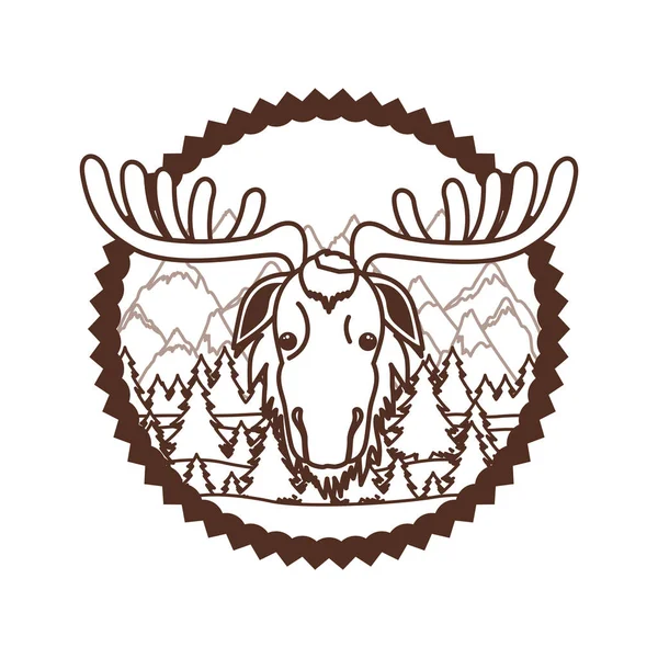 Ilustrasi vektor desain hewan moose terisolasi - Stok Vektor
