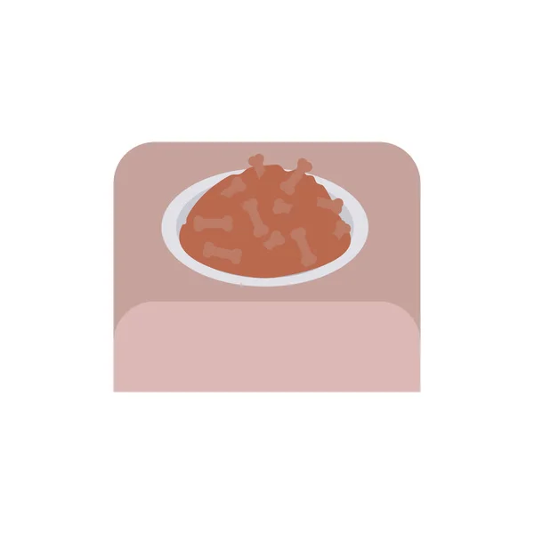 Tazón con comida animal sobre fondo blanco — Vector de stock