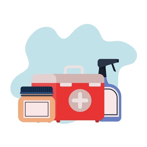 First aid kit on white background — Stock Vector