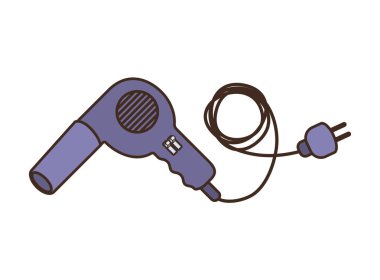 Beyaz arka planda profesyonel saç kurutma makinesi.