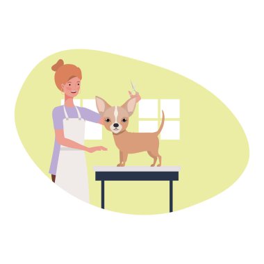 evcil hayvan damat köpek ile genç kadın