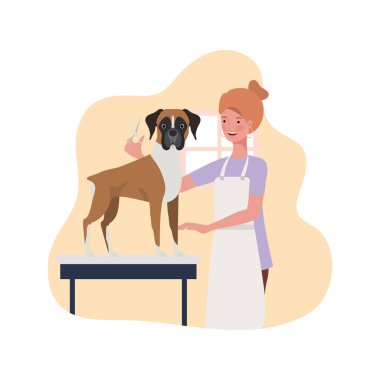 evcil hayvan damat köpek ile genç kadın