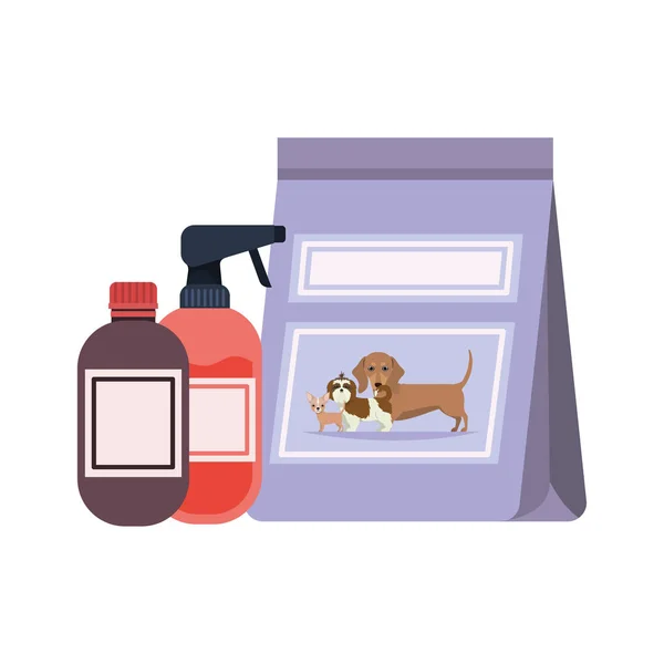 Saco de alimentos e recipientes para pet grooming —  Vetores de Stock