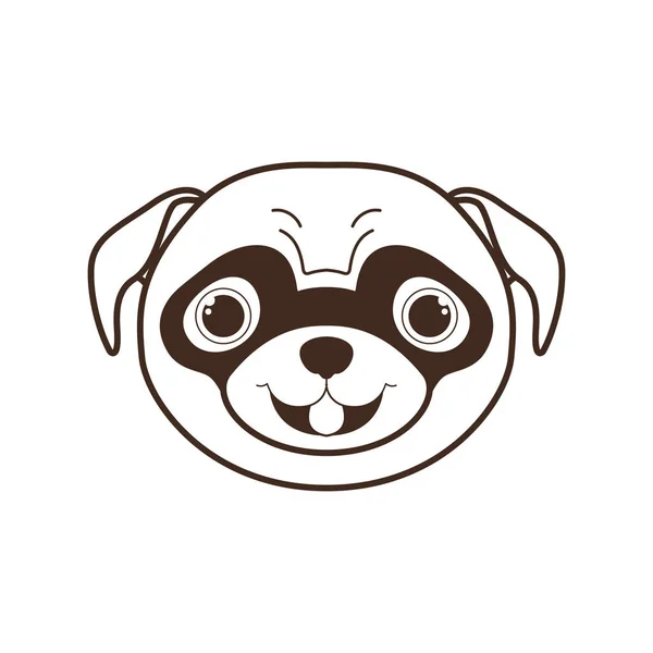 Head of cute pug dog on white background — Stock Vector