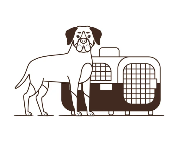 Silhouette der Transportbox für Hunde und Haustiere auf weißem Hintergrund — Stockvektor