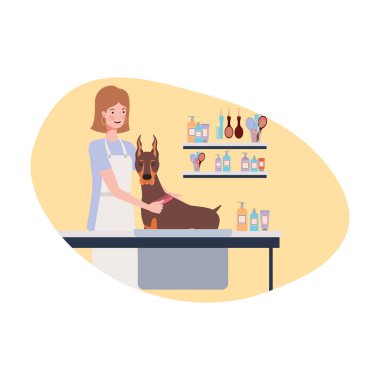 evcil hayvan damat köpek ile genç kadın