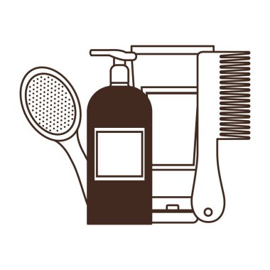 beyaz arka plan üzerinde saç fırçası tarak ve saç fırçaları seti