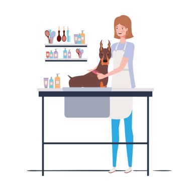 evcil hayvan damat köpek ile genç kadın