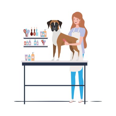 evcil hayvan damat köpek ile genç kadın