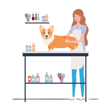 evcil hayvan damat köpek ile genç kadın