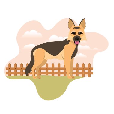 arka plan manzara ile sevimli papaz aleman köpek