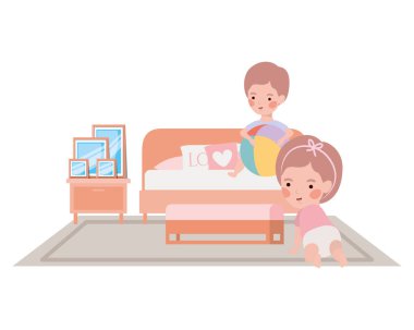 yatak odası karakterleri sevimli küçük çocuk bebekler