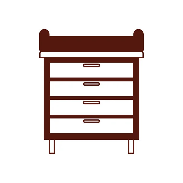 Wooden drawer forniture isolated icon — Stock Vector