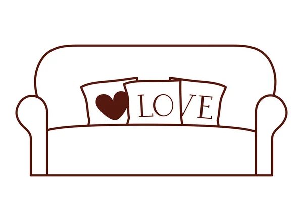 带爱枕的客厅床 — 图库矢量图片