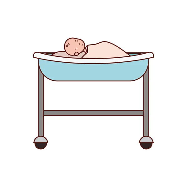 Bebê bonito no ícone do hospital maca —  Vetores de Stock