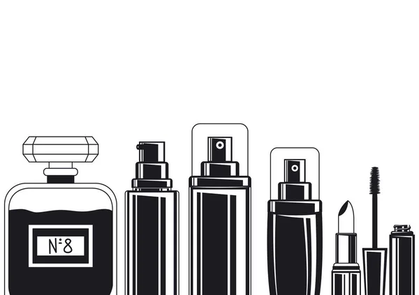 Éclaboussures et parfums bouteilles composent icônes — Image vectorielle