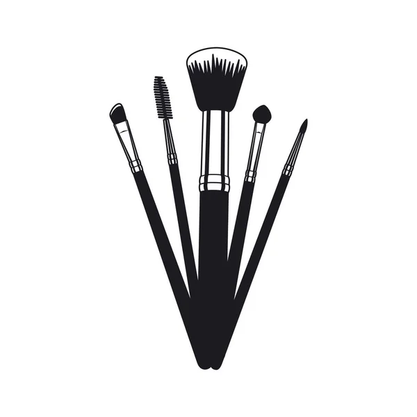 Ensemble d'applicateurs maquillage brosses accessoires — Image vectorielle