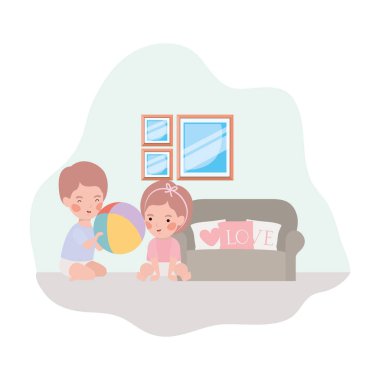 oturma odası karakterleri sevimli küçük çocuk bebekler