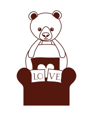 sevimli ayı oyuncak kanepede aşk yastıkları ile doldurulmuş