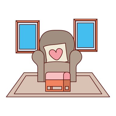 kanepe ve aşk yastıkları ile oturma odası ev