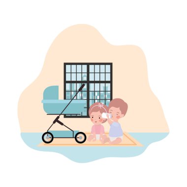 sepeti karakterleri ile sevimli küçük çocuk bebekler