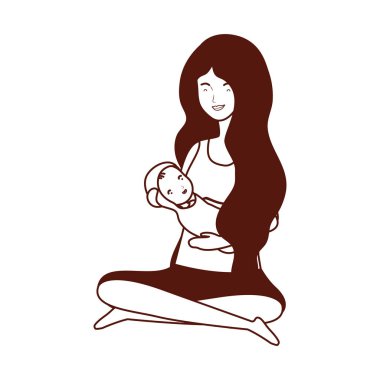 sevimli gebelik anne küçük bebek karakterleri kaldırma oturmuş