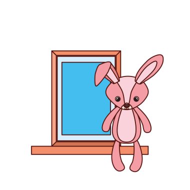 rafta doldurulmuş bebek oyuncak sevimli tavşan