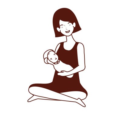 sevimli gebelik anne küçük bebek karakterleri kaldırma oturmuş