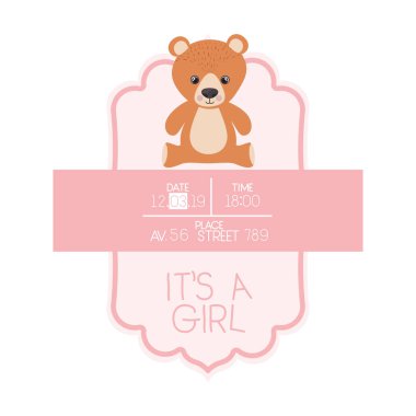 bu sevimli ayı oyuncak ile bir kız kartı