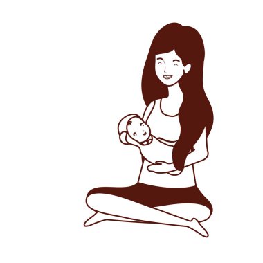 sevimli gebelik anne küçük bebek karakterleri kaldırma oturmuş