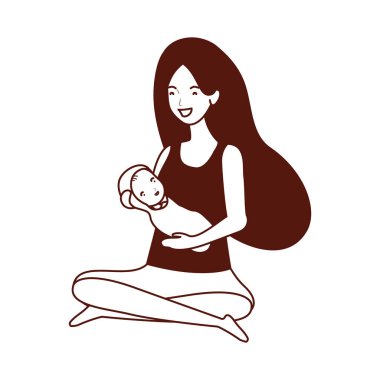 sevimli gebelik anne küçük bebek karakterleri kaldırma oturmuş