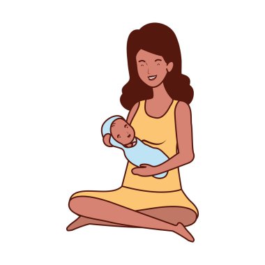 afro gebelik anne küçük bebek karakterleri kaldırma oturmuş