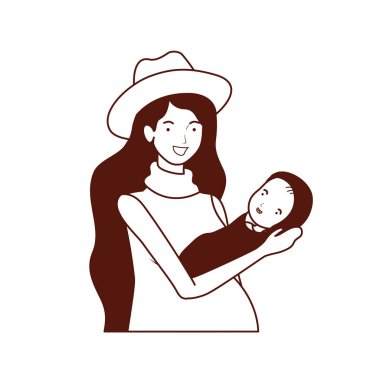 sevimli gebelik anne küçük bebek karakterleri kaldırma