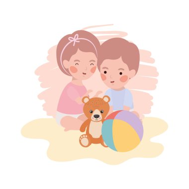 ayı oyuncak oyuncaklar ile sevimli küçük çocuk bebekler