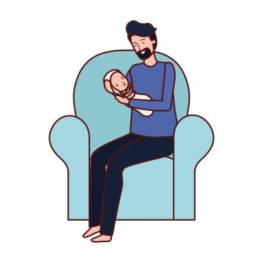 kanepede küçük çocuk ile baba