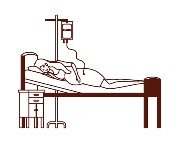 Pregnancy woman in stretcher hospital scene — Stock Vector
