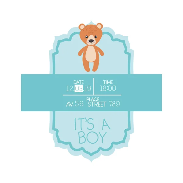 It's a Boy Card z cute Bear Teddy — Wektor stockowy