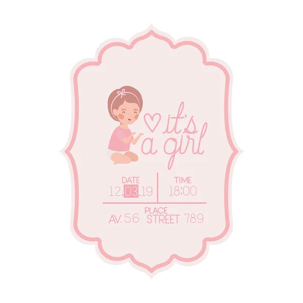 Es ist eine Mädchen-Karte mit wenig Babycharakter — Stockvektor