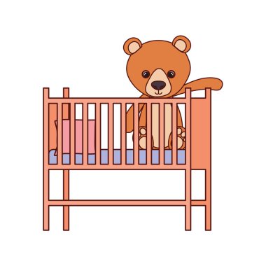 sevimli ayı oyuncak bebek beşik doldurulmuş