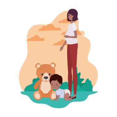 kampta küçük çocuk ile afro gebelik anne