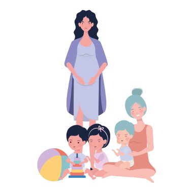 küçük bebekler karakterleri ile sevimli gebelik anneler