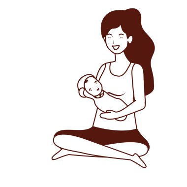 sevimli gebelik anne küçük bebek karakterleri kaldırma oturmuş